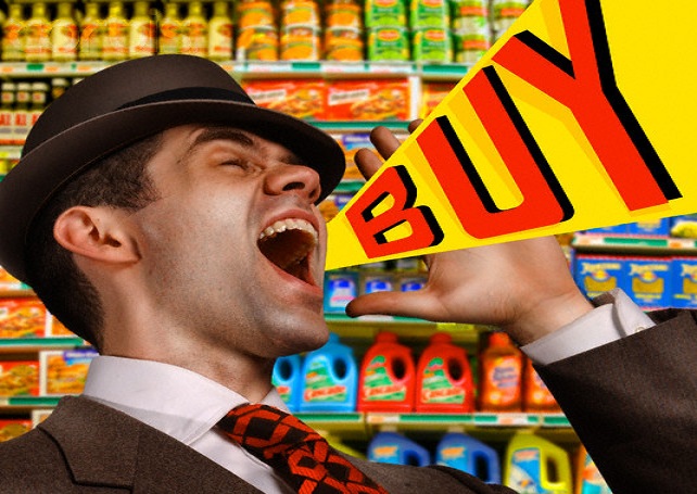 Salesman Shouting --- Image by © Josh Gosfield/Corbis